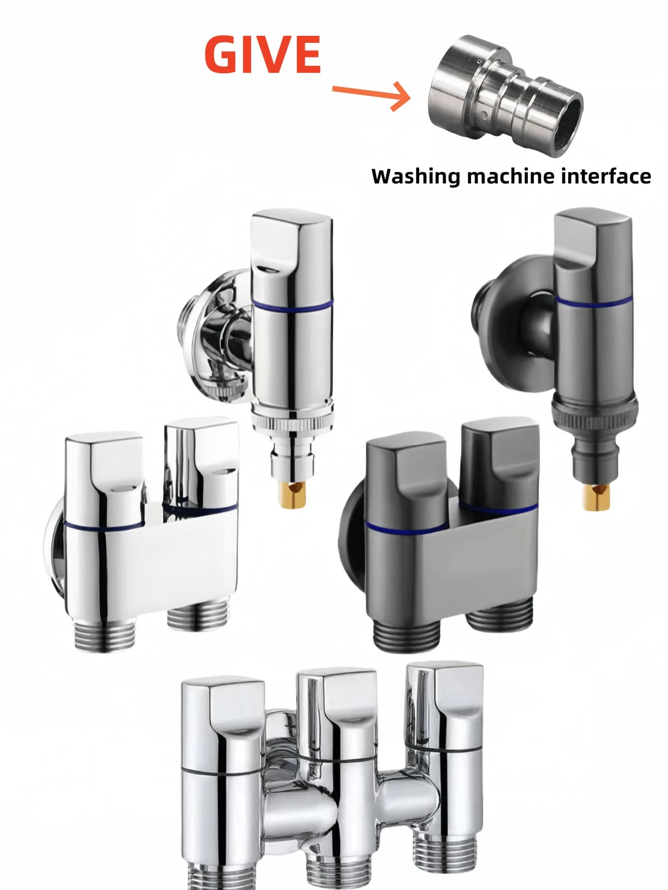 1 件欧盟标准金属水龙头、浴缸和淋浴分流阀，带防滑旋钮，适用于洗衣、厕所伴侣和灌溉设备 - 彩色 - 查看 1