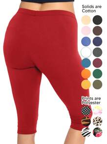 Women's Plus Size Knee-Length Capri Cotton Leggings | X-Large - 7X Adult - 紅色 - 查看 2