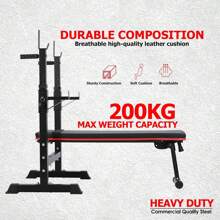 Weight Bench With Adjustable Barbell Rack, Foldable Weight Bench, For Squats, Bench Presses, Torso Bends, Load 200kg, Fitness And Strength Training | Weight Bench For Home Workout - Black - View 4