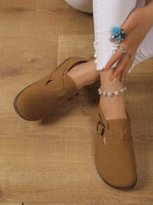 Women Fashion Buckle Accent Flat Shoes, Soft Bottom Comfortable Anti-Slip Durable Casual Everyday Flats