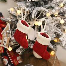 1 件/3 件圣诞针织袜子挂饰，节日餐具套装，圣诞装饰，圣诞礼物 - 彩色 - 查看 11