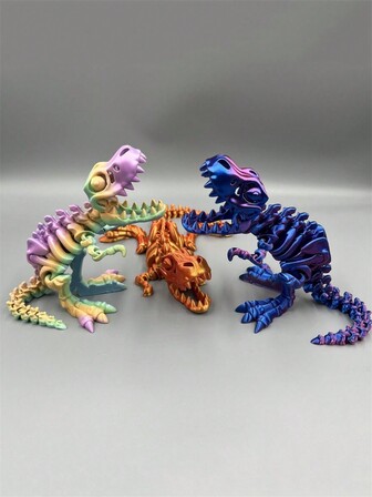 1pc 3D Printed Integrated Skull Tyrannosaurus Rex, Joints Can Move Freely, Big Mouth Dinosaur Action Figure Model