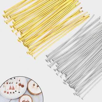 300 件金银金属 T 型针 20-50 毫米，适用于 DIY 手镯、项链、耳环珠宝制作工艺用品