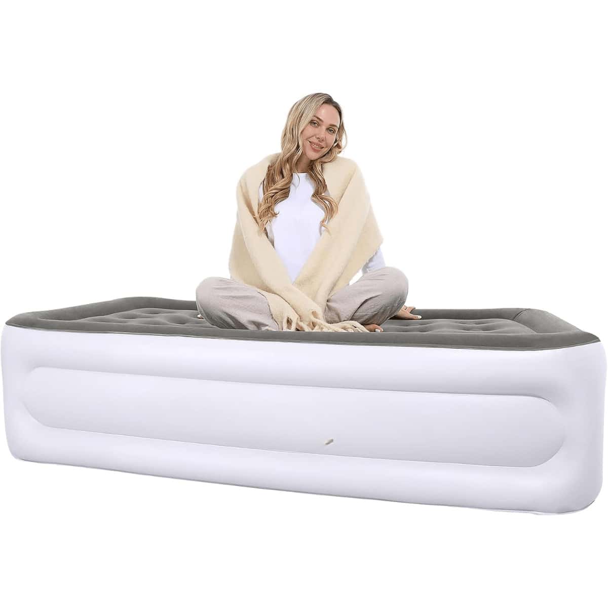 Twin Air Mattress With BuiltIn Pump, 18 Inch Tall Inflatable Mattress