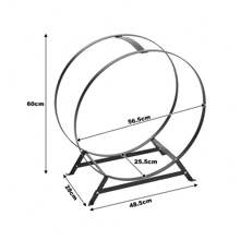 LIVINGANDHOME Living And Home Round\Rectangular Wood Storage Rack Holder, Metal Powder Coated Firewood Logs Holder - 122cm W x 36cm D x 123cm H Black - View 4