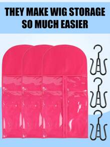 3/6 件套接发架假发收纳袋可容纳多个假发架假发袋带衣架接发收纳袋假发衣架可容纳多个假发接发、假发及配件