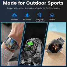 Smart Watch With 100+ Sports Modes, Blood Pressure, Heart Rate Monitoring, Alarm Clock, Call Reminder, Smart Voice Call, Running Timer, Fashionable Outdoor Sports Watch - 黑色 - 查看 4