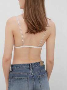 1pc French Style Wireless Triangle Cup Sexy Backless Bra For Women, Lightweight And Push-Up, With Front Buckle, Suitable For Women, Lingerie - White - View 6