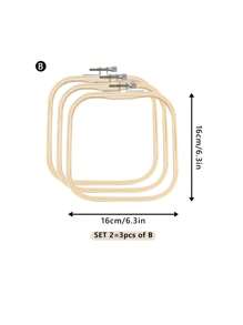 3pcs Beige Square -Friendly Moso Bamboo Handmade DIY Cross Stitch Embroidery Hoops  Embroidery Frames  Punch Needle Hoops, Also As Photo Frame Decoration, Durable