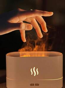 1pc Colorful LED Flame Aroma Diffuser Bedroom Desktop Atmosphere Decorative Lamp Creative Humidifier Light Simulated Flame Ultrasonic Humidifier Portable 7-Color Flame Fireplace Air Aroma Essential Oil Diffuser USB Plug-In