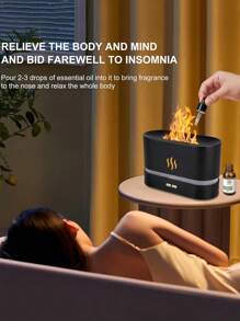 1pc Colorful LED Flame Aroma Diffuser Bedroom Desktop Atmosphere Decorative Lamp Creative Humidifier Light Simulated Flame Ultrasonic Humidifier Portable 7-Color Flame Fireplace Air Aroma Essential Oil Diffuser USB Plug-In