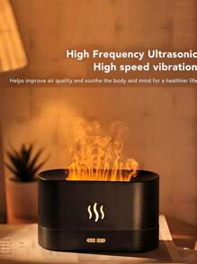 1pc Colorful LED Flame Aroma Diffuser Bedroom Desktop Atmosphere Decorative Lamp Creative Humidifier Light Simulated Flame Ultrasonic Humidifier Portable 7-Color Flame Fireplace Air Aroma Essential Oil Diffuser USB Plug-In