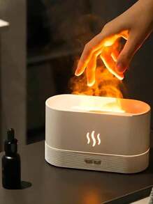 1pc Colorful LED Flame Aroma Diffuser Bedroom Desktop Atmosphere Decorative Lamp Creative Humidifier Light Simulated Flame Ultrasonic Humidifier Portable 7-Color Flame Fireplace Air Aroma Essential Oil Diffuser USB Plug-In