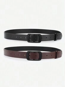 2入組青少年時尚皮質扣帶,休閒商務裝飾腰帶,適用於戶外聚會假日 - 彩色 - 查看 7