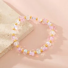 1PC Multi-Color Crystal Butterfly Bracelet Colorful Glass Butterfly Beaded Bracelet For Women Girl - Multicolor - View 1