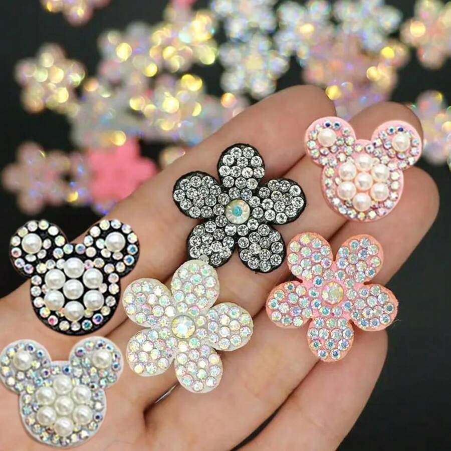 20pcs Rhinestone Applique Flower Patch Patches Suitable For Bags Hats Clothes DIY Accessories Decoration Hand Sewn