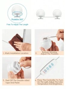 1 Đèn trang điểm USB nhiều kích cỡ, 3 chế độ màu (Trắng/Vàng/Tự nhiên), Có thể điều chỉnh độ sáng, Thích hợp cho phòng thay đồ ở quầy bar, phòng trang điểm tại nhà, Studio phát trực tiếp và các địa điểm giải trí khác, Bao gồm băng dính EVA hai mặt để dễ dàng lắp đặt, Ánh sáng dịu và không chói - trắng - Xem 11