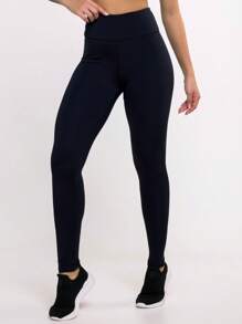 WOMEN'S BASIC POLYAMIDE SHAPING LEGGING PANTS, HIGH WAIST, IDEAL FOR PILATES, GYM, GYMNASTICS AND RUNNING - màu đen - Xem 3