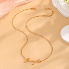 1 件个性化极简主义定制名字项链 - 细线字母设计，经典极简主义风格，18K 镀层不锈钢材质，独一无二的极简主义设计，适合日常佩戴，专为时尚个性化的欧美女性、情侣和朋友打造，是情人节、母亲节、生日、圣诞节、新年和周年纪念日的理想礼物 - 金色 - 金色 - 查看 3