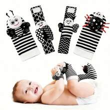 4PCS Baby Rattles Toys For 0-12 Month, Infant Girl Boy Toys For Babies 3-6 Months, Newborn Hand & Foot Toys For 0 To 9 Months, Baby Shower Gifts Set With Wrist Rattle Socks,6-12 Month Toys,Baby Rattle Toy,Newborn Baby Boy Toys