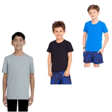 Kit 3 Men's T-Shirts For Children And Youth With UV Protection Dry Fit Gym Training Running Sports Blouse Fitness Clothing Breathable And Quick Drying For Outdoor Use. - Xám - Xem 1