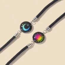 1 pieza/2 piezas/Set Pulsera personalizada luminosa de luna y sol para parejas, adecuada como regalo de hombre a novia [Tenga en cuenta que hay un diseño separado para la luna, las estrellas o el sol] - Multicolor - Ver 8