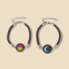 1 pieza/2 piezas/Set Pulsera personalizada luminosa de luna y sol para parejas, adecuada como regalo de hombre a novia [Tenga en cuenta que hay un diseño separado para la luna, las estrellas o el sol] - Multicolor - Ver 7