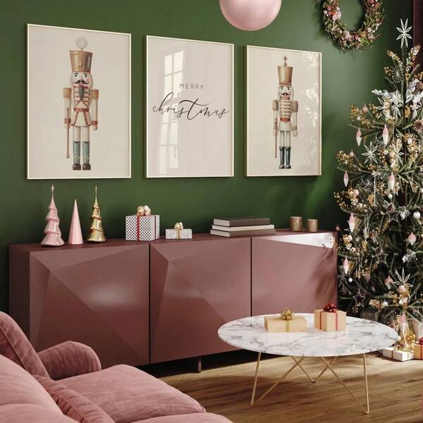 Juego de 3 carteles de Cascanueces sin marco para Navidad, arte de pared de galería en lienzo retro ideal como regalo para dormitorio, apartamento, hotel, sala de estar, dormitorio, decoración del hogar, decoración navideña, decoración del árbol de Navidad, decoración de Acción de Gracias, boda, decoración de otoño, decoración de cumpleaños, suministros para fiestas, decoración de interiores, decoración de festivales, decoración de Halloween, decoración de pared, adornos de Halloween