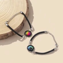1 pieza/2 piezas/Set Pulsera personalizada luminosa de luna y sol para parejas, adecuada como regalo de hombre a novia [Tenga en cuenta que hay un diseño separado para la luna, las estrellas o el sol] - Multicolor - Ver 10