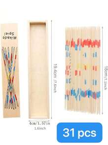 1 Pack/2 Packs Pick Up Sticks,31pcs/41 Pcs Wooden Pick Up Sticks Boxed,Traditional Pickup Toys For Teens,Fun Family Game,Games,Ludo,Board Games