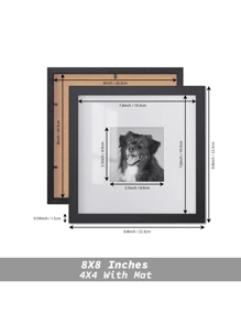 方形壁挂式相框，尺寸可选4x4英寸/5x5英寸/6x6英寸/8x8英寸/12x12英寸，适用于家居装饰和照片墙，7种颜色可选，包括黑色、白色、木纹色和金色，适合星月主题 - 多色 - 查看 7