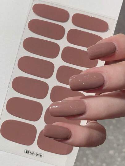 1片全指纯色美甲贴纸，女士美甲，自粘式美甲贴纸，防水可移除美甲贴纸，易于使用，适合生日礼物、节日、派对美甲用品
