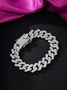 4pcs/Set Tennis Miami  Link Chain Bracelet Set, Suitable For Men And Women, Rhinestone Chain Bracelet, Boho Chic Jewelry For Party