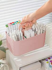 可堆叠收纳盒，适用于浴室、办公室、手工用品或学习用品。便携式手持收纳盒，适用于桌面和浴室。化妆品收纳盒，可收纳眼影、化妆刷等。多功能收纳架。返校季办公桌办公用品笔筒办公配件 - 彩色 - 查看 4