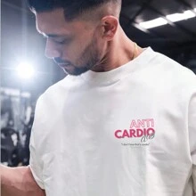Anticardio Oversized T-Shirt For Bodybuilding Gym Workout - 白色 - 查看 3