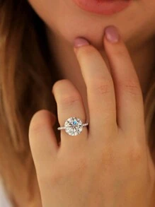 1pc 5 Carat Solitaire Moissanite Diamond Ring, S925 Sterling Silver Ring, Women's Engagement Wedding Band, Luxury Jewelry Gift, Anniversary Gift - Silver - View 5
