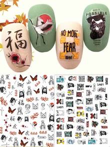 2 件角色指甲贴纸，DIY 工具 - 自粘蝴蝶指甲贴花 - 彩色 - 查看 1