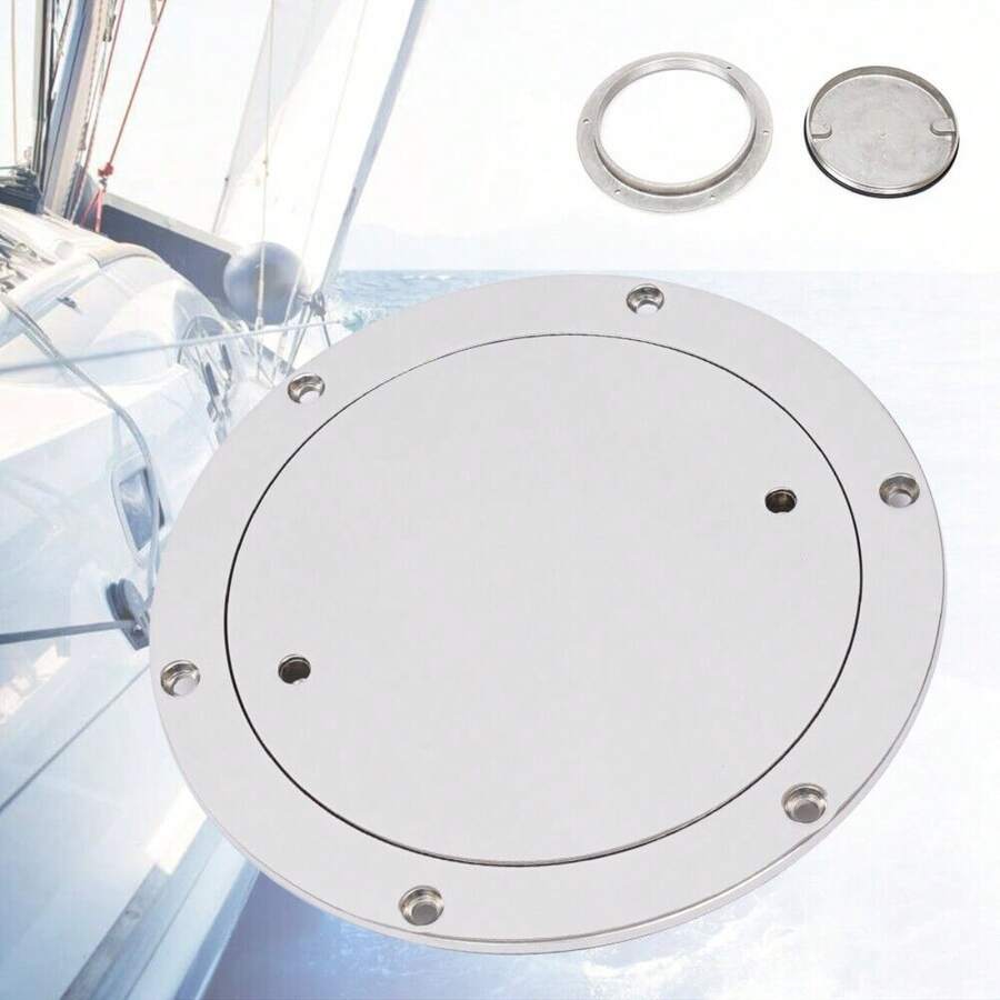 ZhdnBhnos LINSIE 316 Grade Stainless Steel Inspection Deck Plate, 6inch Round Boat Access Hatch Cover/Deck Plate/Inspection Hatch, For Marine Boat Yacht Truck RV 6Inch Boat Marine Deck Plate Inspection Access Hatch Cover 316 Stainless Steel The Best Gift/Present For Family&Friends Happy Christmas - Silver - View 1