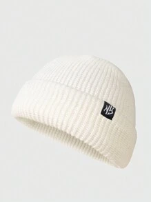 1 件女士纯色布标葫芦皮针织帽，无帽檐，适合秋冬保暖和日常穿着 - W標 - 查看 7