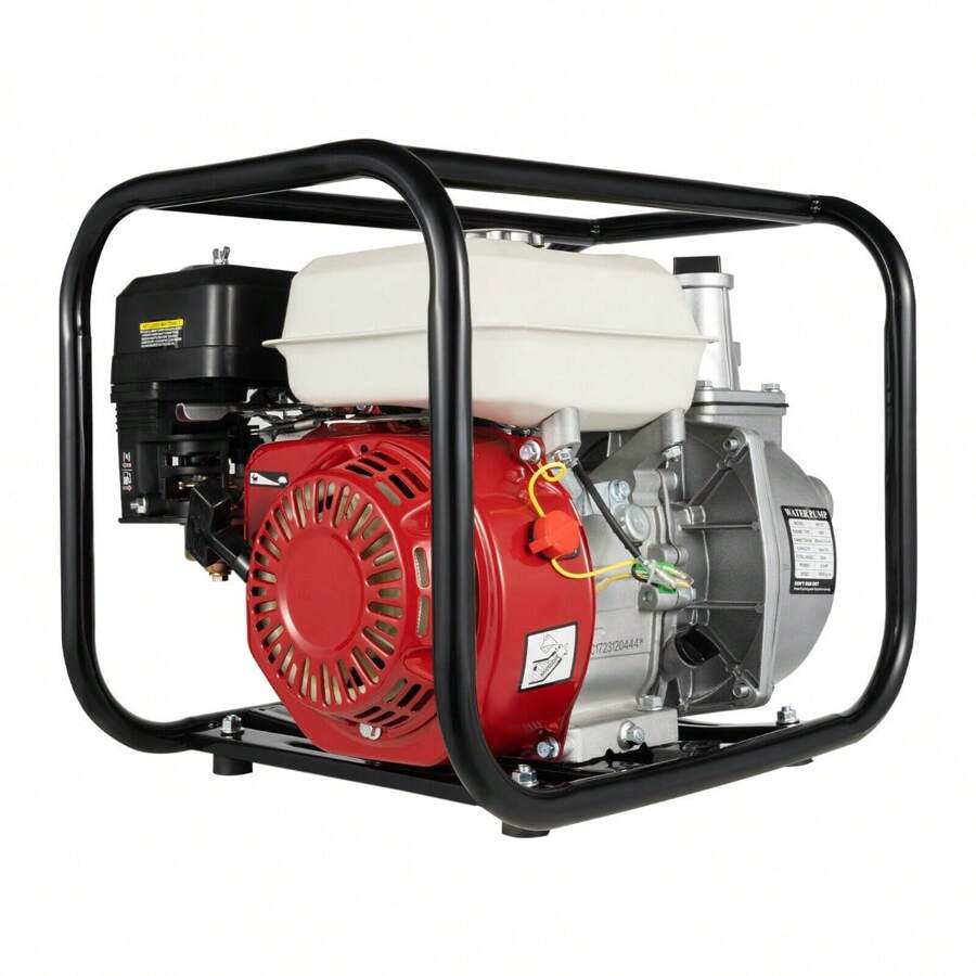 ZhdnBhnos LINSIE 6.5HP 2 Inch Gas Powered Irrigation Water Pump,Portable Water Transfer High Pressure Lightweight Petrol Pump For Agricultural Irrigation,Landscaping Or Gardening 2" Inch 6.5HP Gas Water Semi Trash Pump Gas-Power Water Irrigation Transfer Pump The Best Gift/Present For Family&Friends Happy Christmas - Silver and Black - View 1