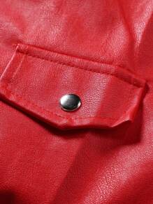 Áo khoác xe máy cổ điển thời trung cổ, Áo khoác da PU cổ điển dành cho nam - Đỏ - Xem 5