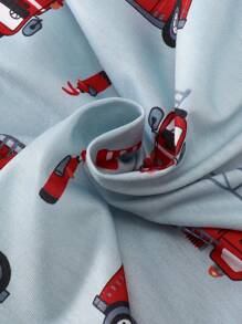 BrownBark 2 件套男童卡通卡车印花圆领长袖上衣和裤子套装，柔软舒适休闲男童儿童服装，适合日常休闲外出 - 淺灰色 - 查看 8