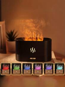1pc Colorful LED Flame Aroma Diffuser Bedroom Desktop Atmosphere Decorative Lamp Creative Humidifier Light Simulated Flame Ultrasonic Humidifier Portable 7-Color Flame Fireplace Air Aroma Essential Oil Diffuser USB Plug-In