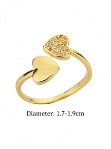 1 Stück Edelstahl Herzringe für Frauen Charm 18K vergoldet Zirkonia Ring Braut Hochzeit Schmuck Geschenk Valentinstag,Mutter,Muttertag,Geschenk
