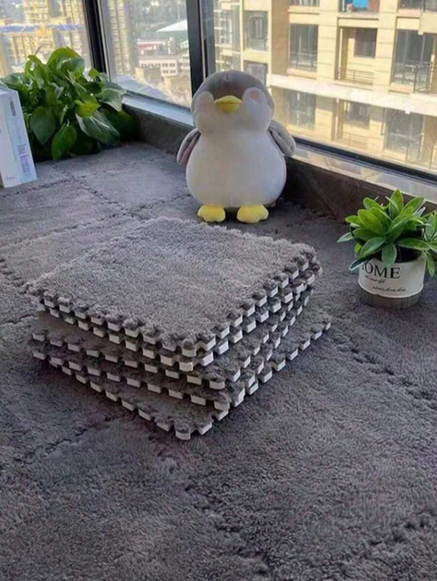 Bộ 12 chiếc gối xốp màu hồng, có thể tháo rời và giặt được, ngăn ngừa rụng tóc, dành cho phòng bé gái, gối vuông lồng vào nhau, gối mềm mại, gối chống trượt thoải mái cho phòng khách, phòng ngủ, thảm cho trẻ sơ sinh và trẻ mới biết đi, trang trí mẫu giáo, 11,8 inch * 1,8 inch - Xám - Xem 1