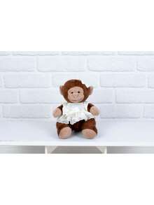 Provence  Plush Monkey With Dress For Girls' Children's Rooms 22 Cm - Ideal For Niches And Decorations - 稻草 - 查看 2