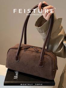 1 pieza Bolso de bolos vintage FEISTURE con acabado mate, bolso para el hombro/debajo del brazo, adecuado para compras, citas, regalos para mujeres, adolescentes, estudiantes universitarios y trabajadores de oficina, bolso vintage inspirado en el estilo retro para mujeres