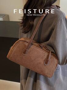1 pieza Bolso de bolos vintage FEISTURE con acabado mate, bolso para el hombro/debajo del brazo, adecuado para compras, citas, regalos para mujeres, adolescentes, estudiantes universitarios y trabajadores de oficina, bolso vintage inspirado en el estilo retro para mujeres