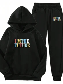 SOLOCOTE 2pcs Tween Boys Hooded Sweatshirt And Jogger Pants Set