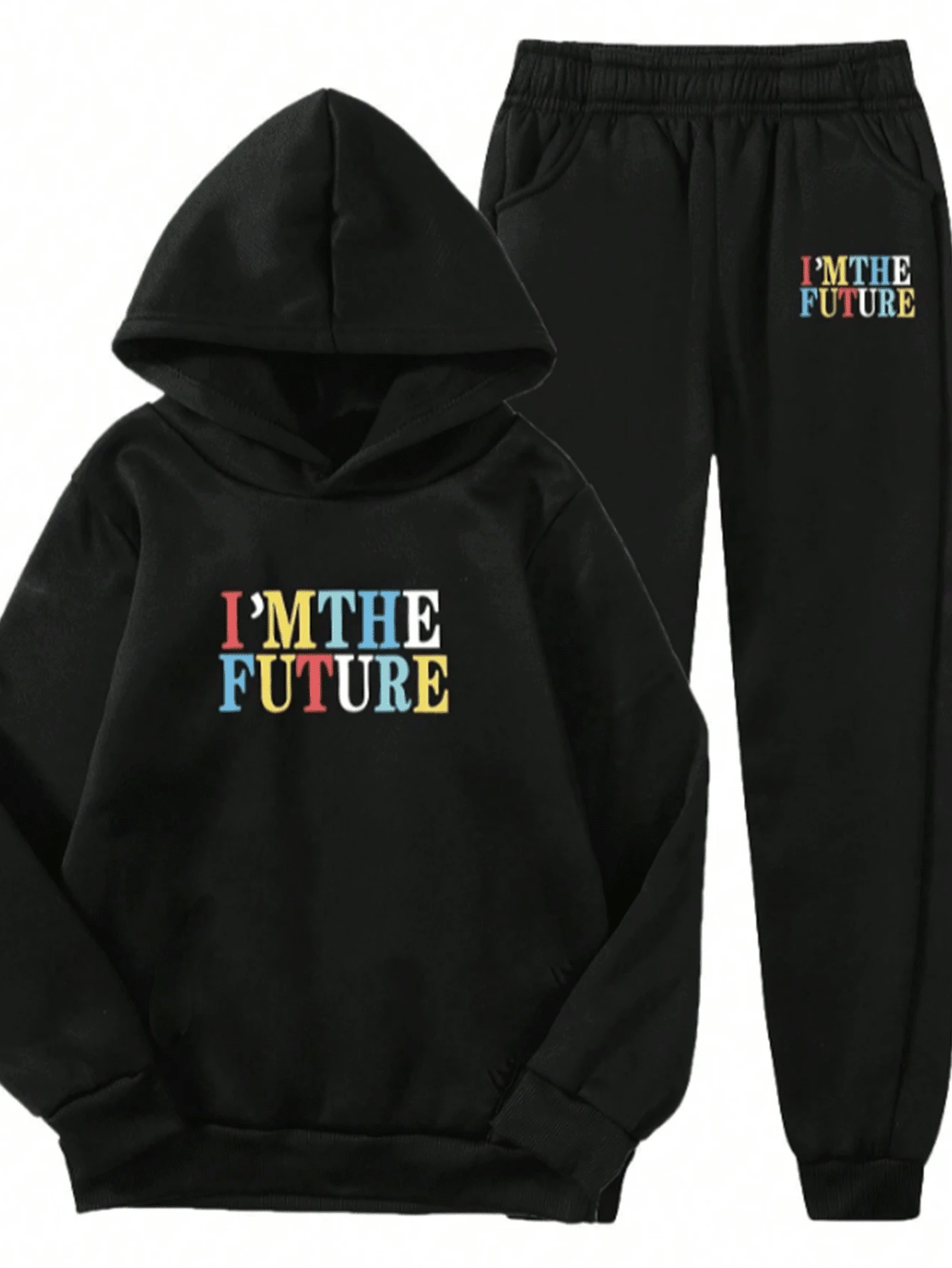 SOLOCOTE 2pcs Tween Boys Hooded Sweatshirt And Jogger Pants Set